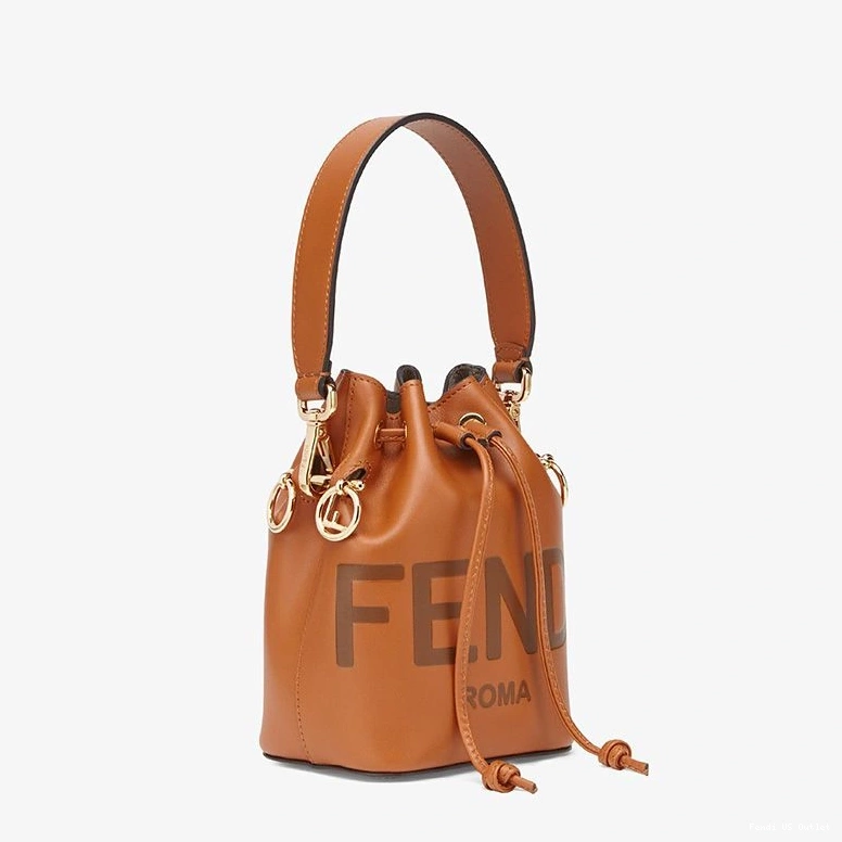 Affordable HOT Calf Bag Mon Brown Tresor Bucket In ROMA Fendi Mini Logo Leather 0730